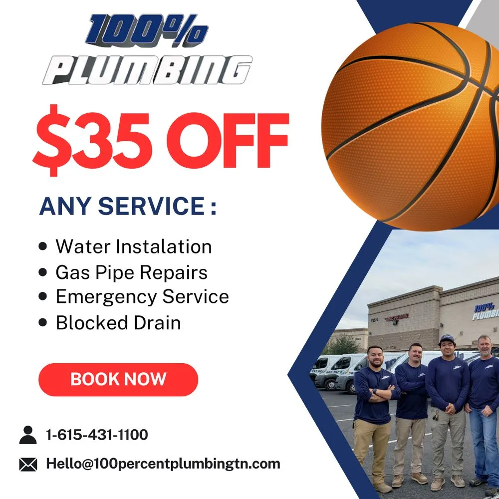 Quality pipe repair in Mt. Juliet, TN by 100 Percent Plumbing