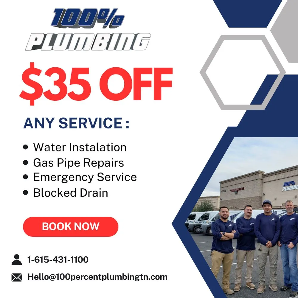 Reliable emergency plumbing service in Mt. Juliet, TN - 100 Percent Plumbing