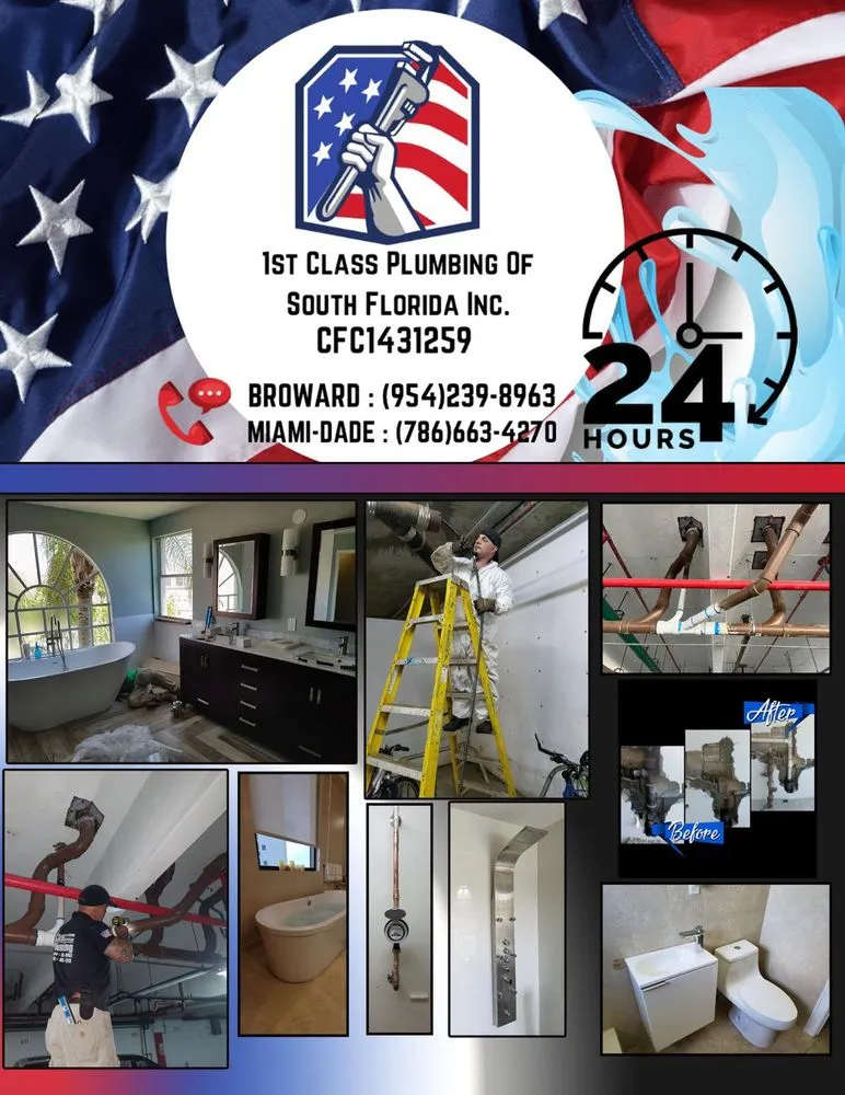 Affordable drain cleaning in Hollywood, FL by 1st Class Plumbing South Florida