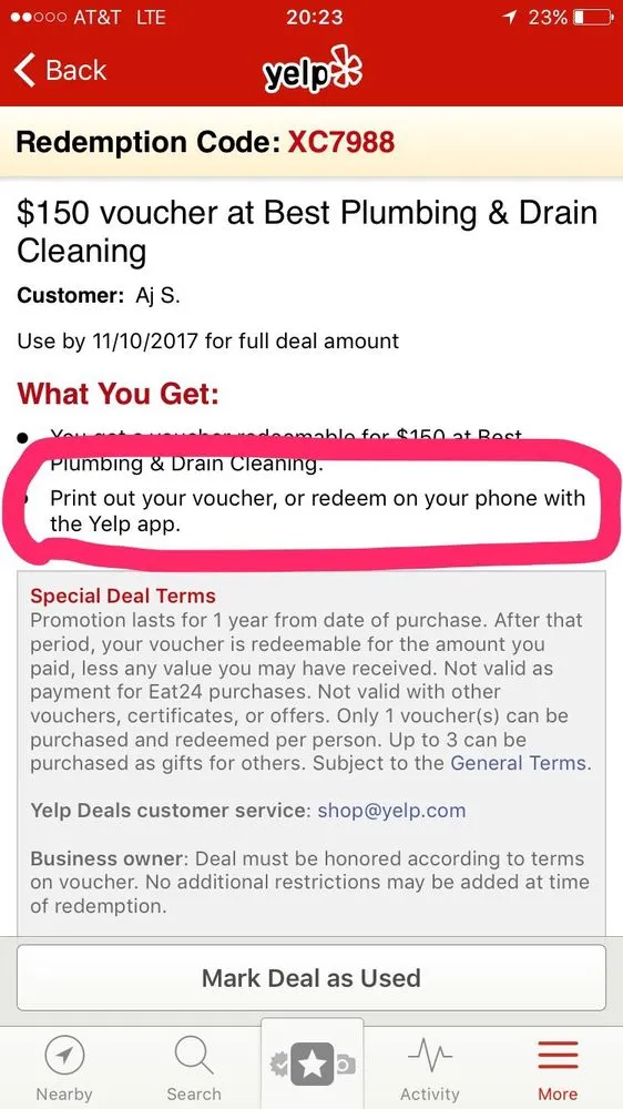 Slide of $35 Drain Cleaning