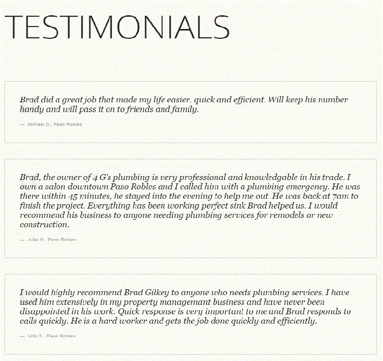 Slide of 4 G's Plumbing