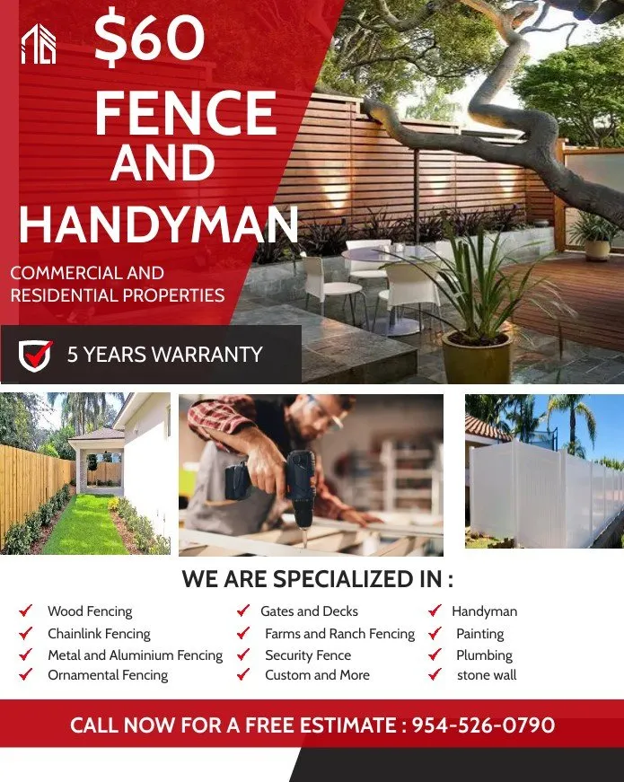 Slide of $60 Fence and Handyman