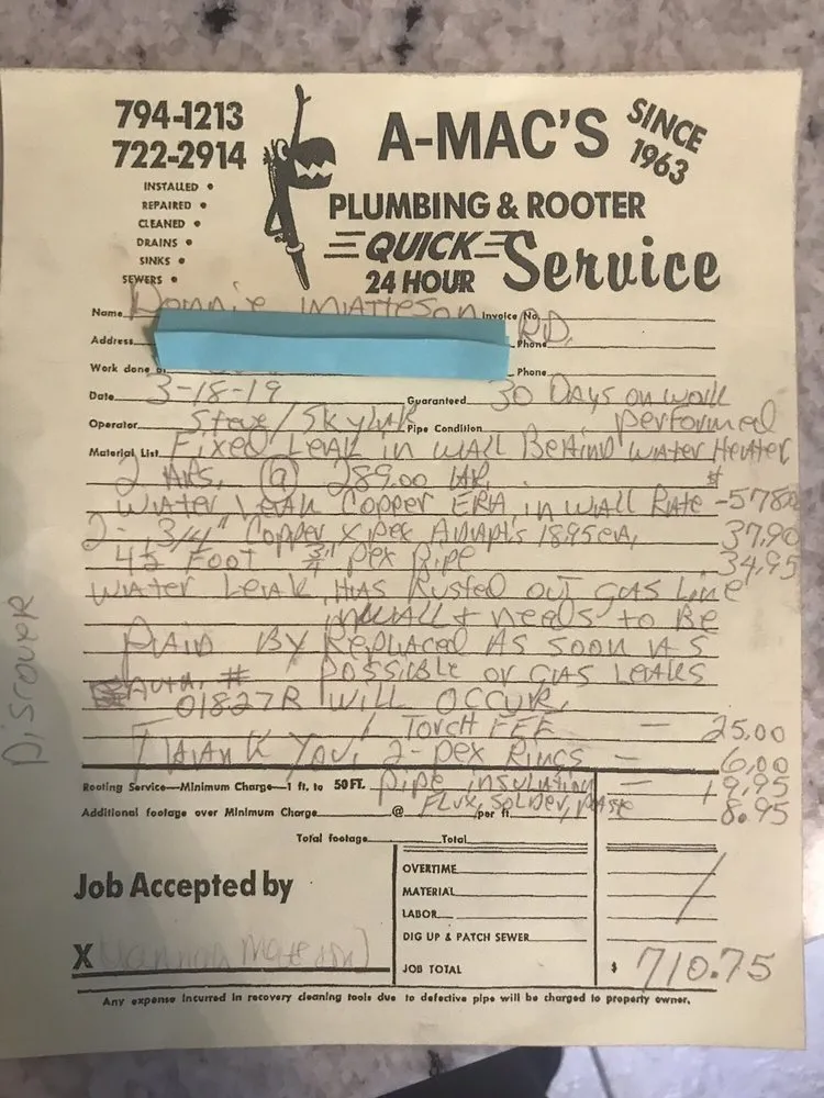 Slide of A Amac's Plumbing & Rooter Service Expert Sewer & Drain Cleaning