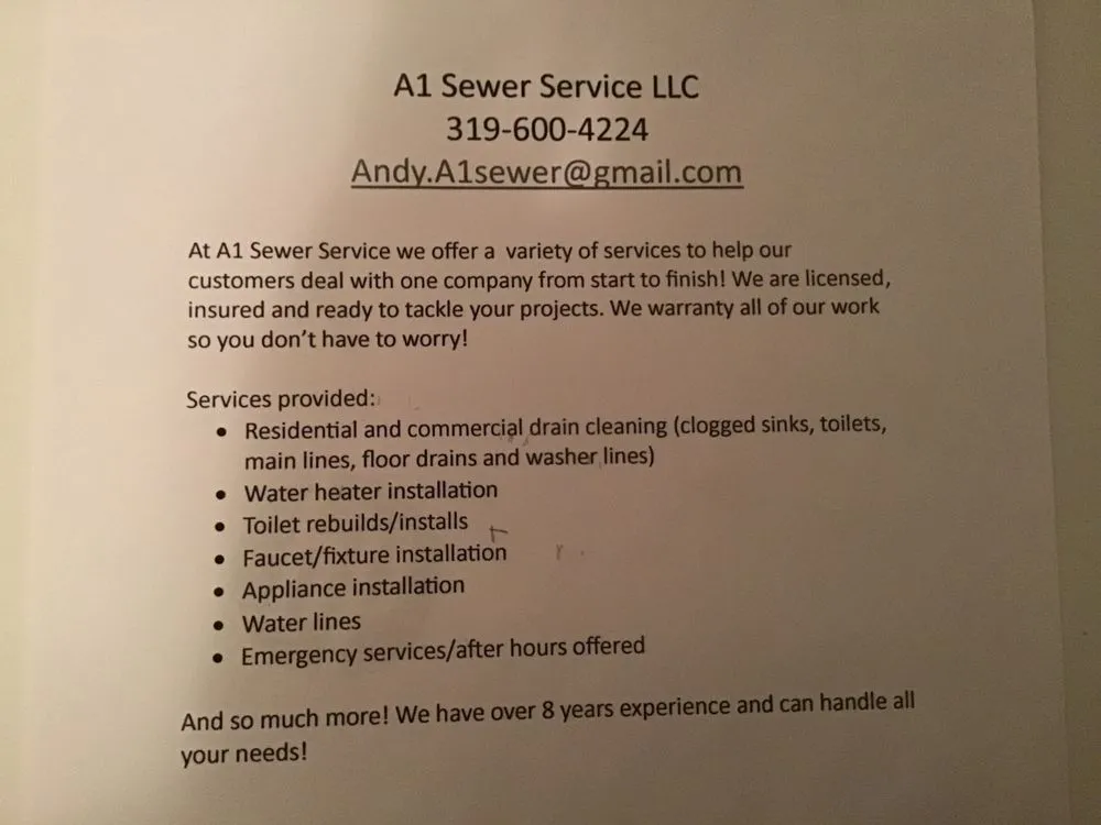 Slide of A1 Sewer Service