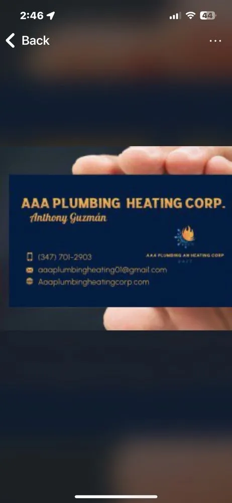 Slide of AAA plumbing and heating