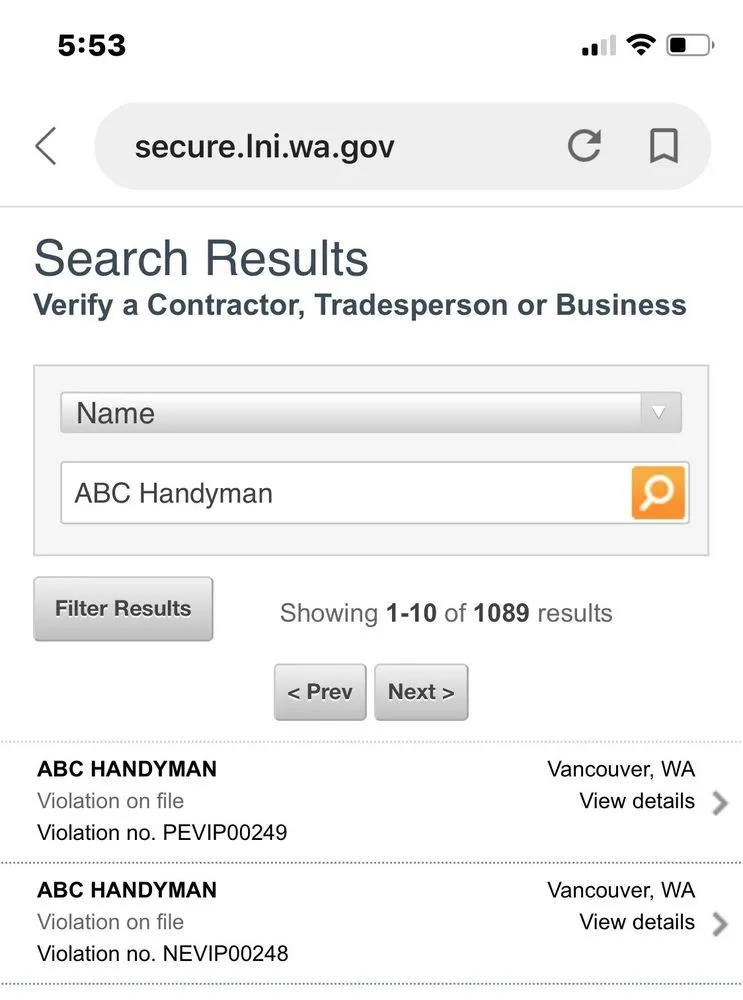 Slide of ABC Handyman