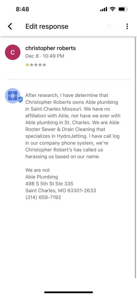Slide of Able Plumbing & Drain Cleaing
