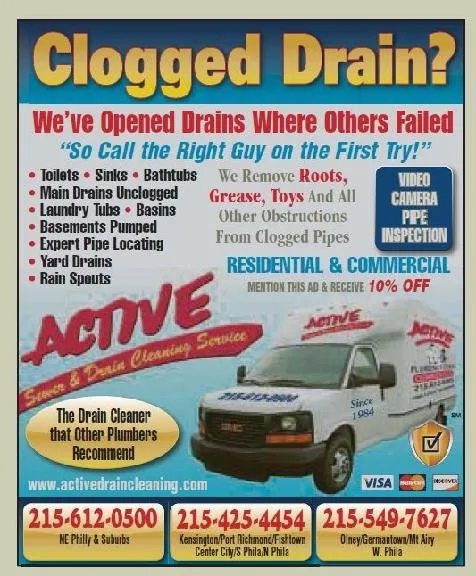 Slide of Active Plumbing and Drain Cleaning