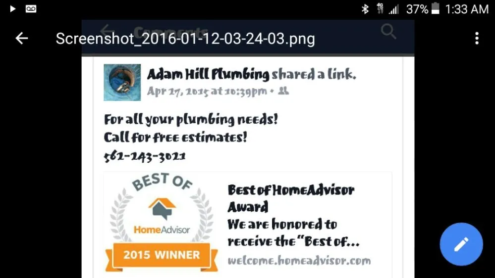 Slide of Adam Hill Plumbing