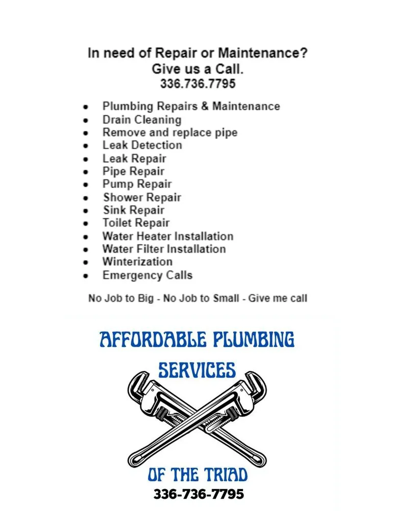 Slide of Affordable Plumbing Services of the Triad