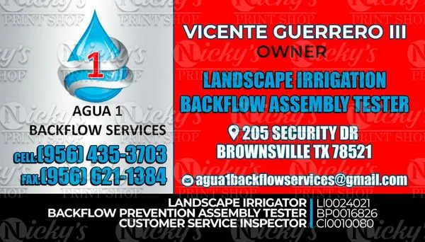 Agua 1 Backflow Services Logo