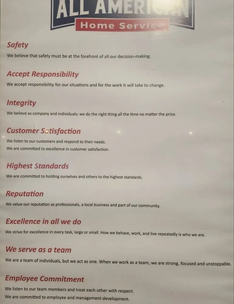 Slide of All American Home Service