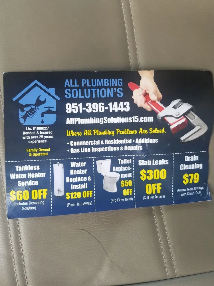 Affordable drain cleaning in Riverside, CA by All Plumbing & Air Solutions