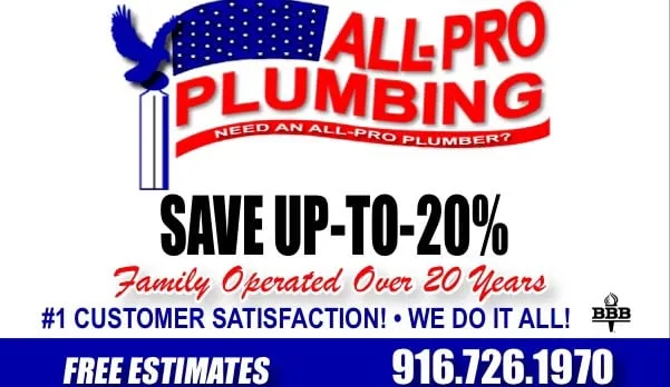 Affordable water heater service experts serving Orangevale, CA - All Pro Plumbing