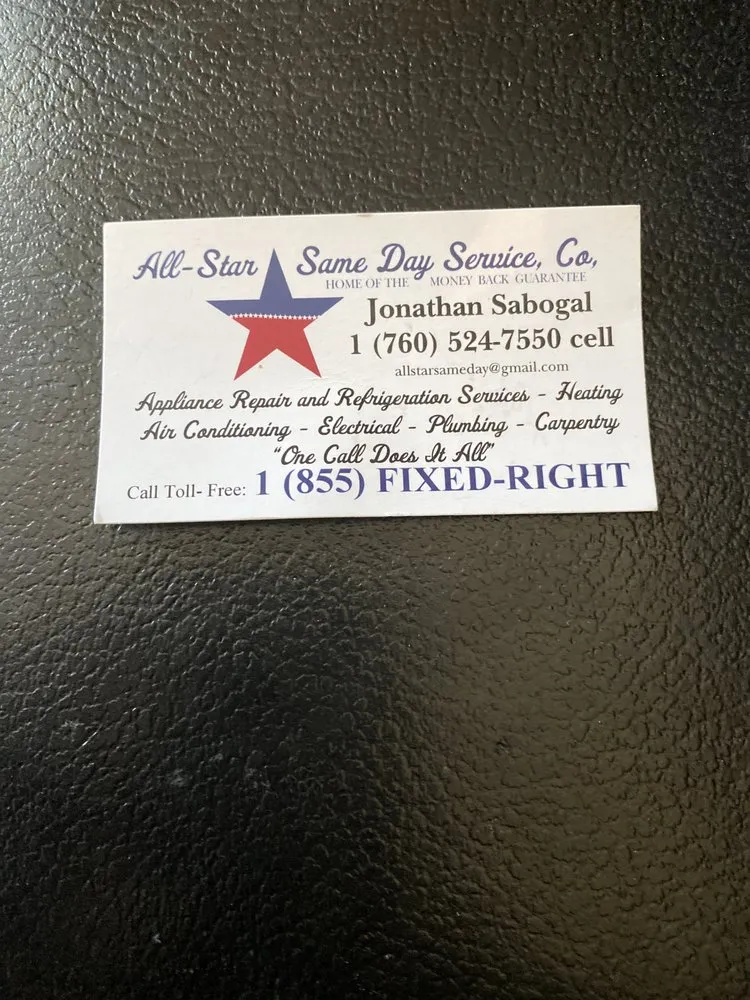 Slide of All Star Same Day Service Appliance