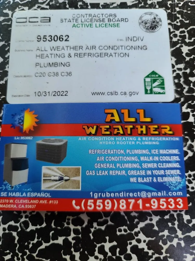 Slide of All Weather Air Conditioning Heating Refrigeration & Plumbing