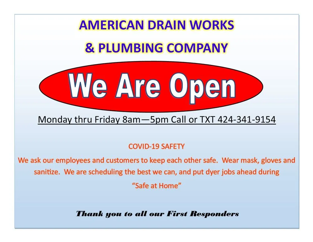 Top-rated emergency plumbing in Los Angeles, CA by American Drain Works & Plumbing Company
