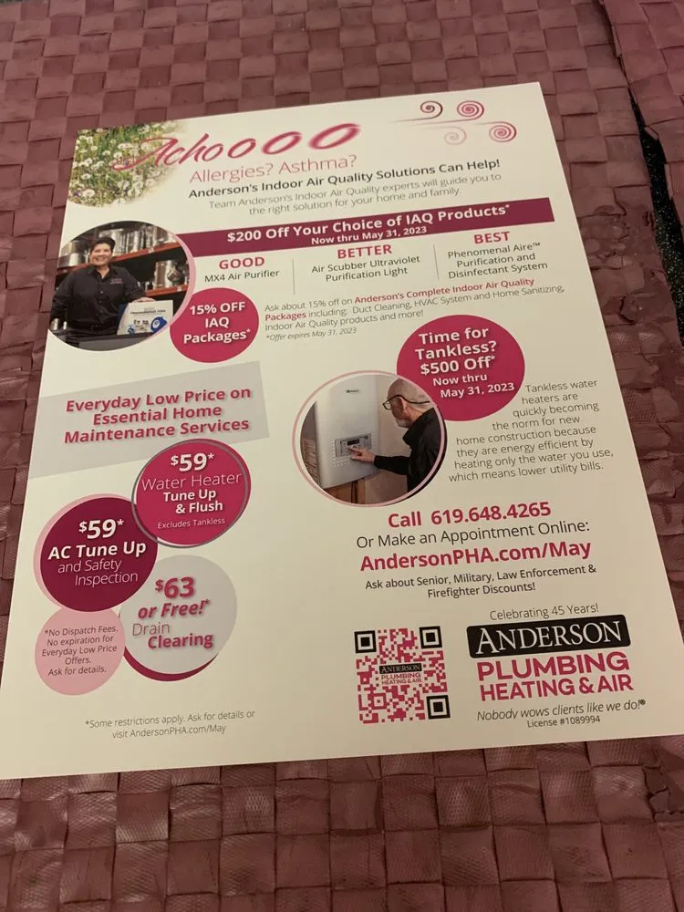 Affordable pipe repair experts serving San Marcos, CA - Anderson Plumbing, Heating & Air