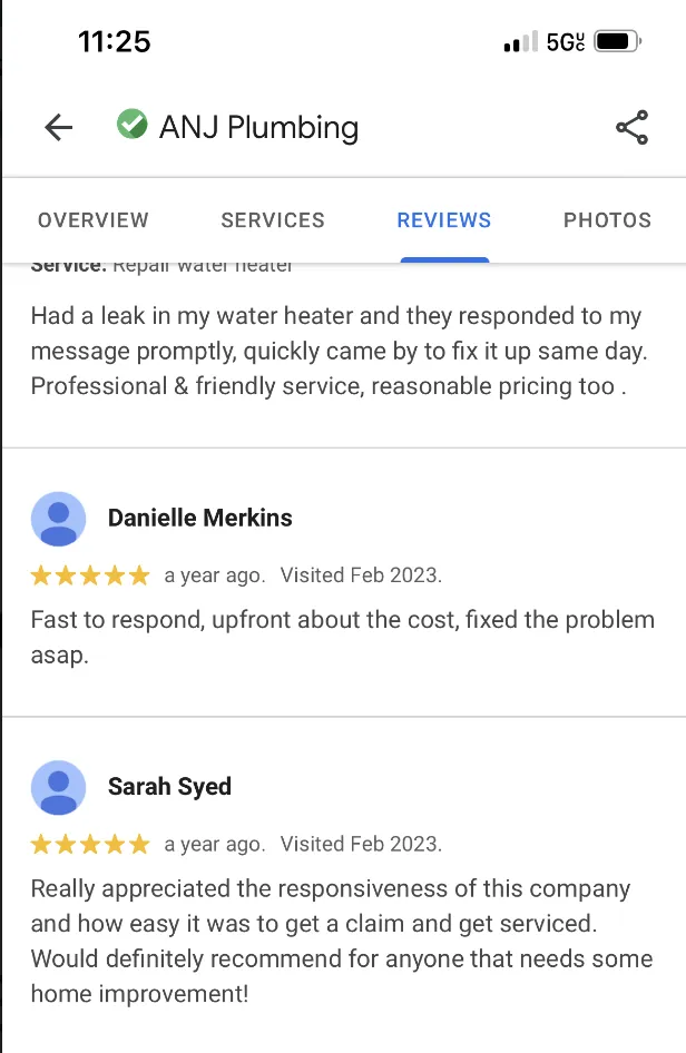 Slide of ANJ Plumbing