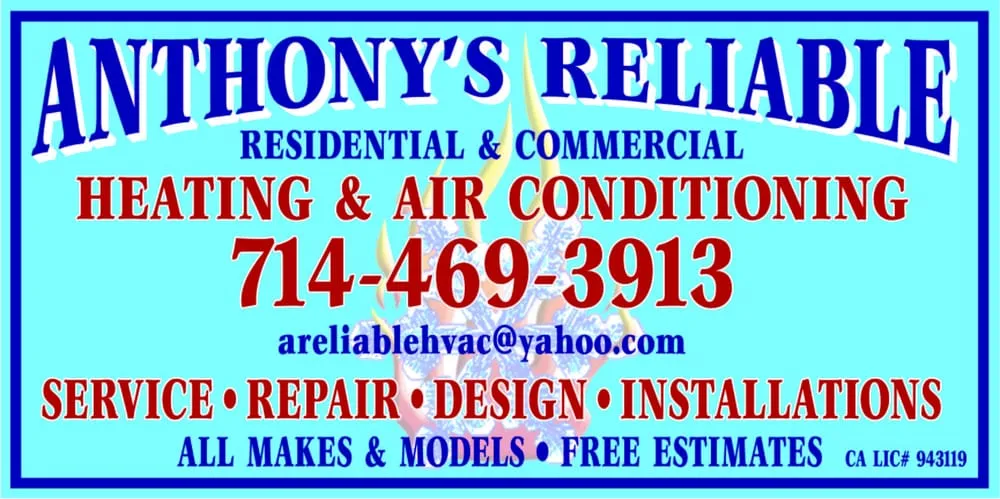 Trusted emergency plumbing service in Fullerton, CA - Anthony's Reliable Heating and Air Conditioning
