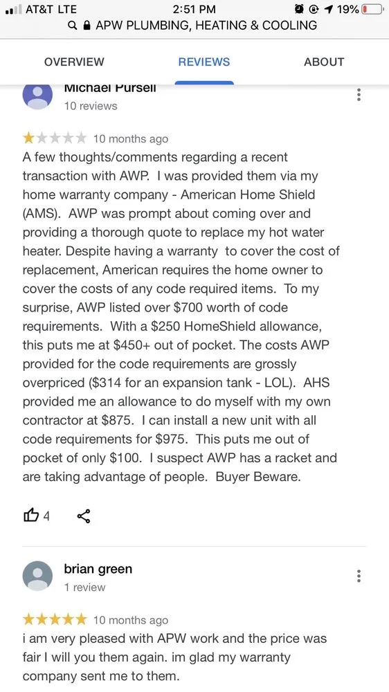 Slide of APW Plumbing, Heating & Cooling