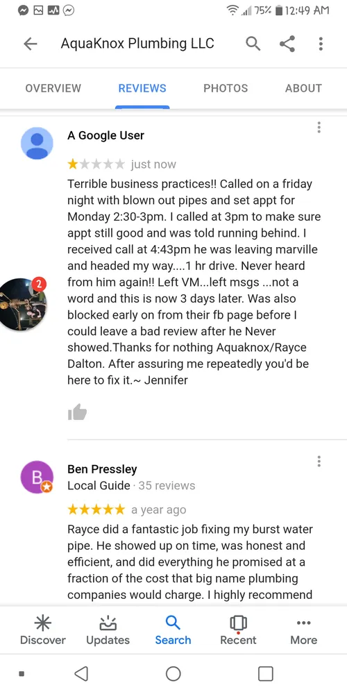 Slide of Aqua Knox Plumbing