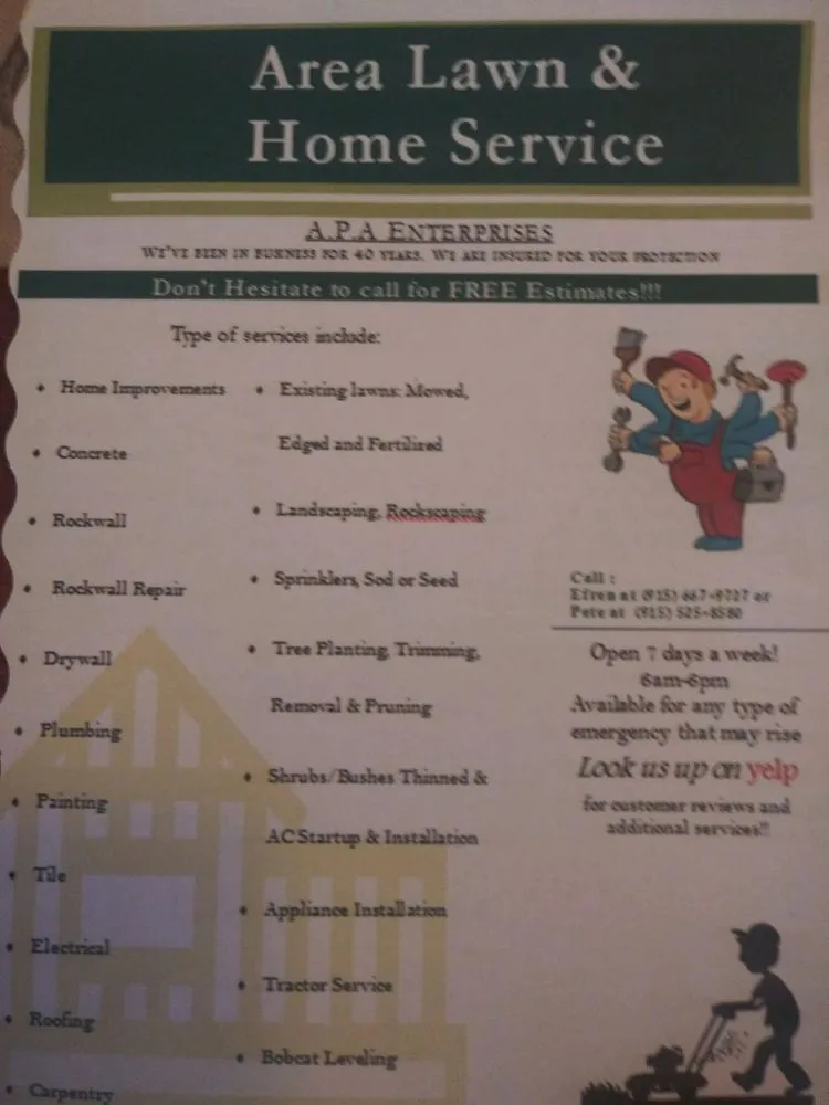 Slide of Area lawn and home service