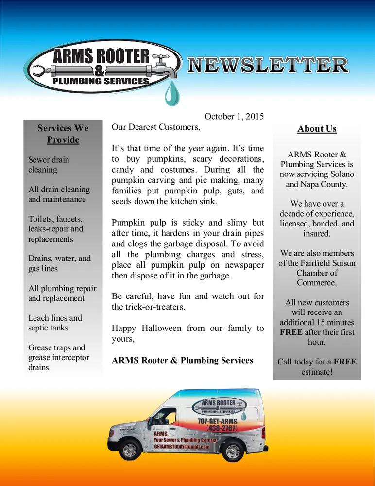 Top-rated drain cleaning experts serving Suisun City, CA - ARMS Rooter & Plumbing Services