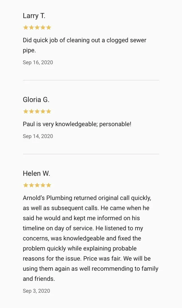 Slide of Arnold's Plumbing & Reroute Service - Muenster