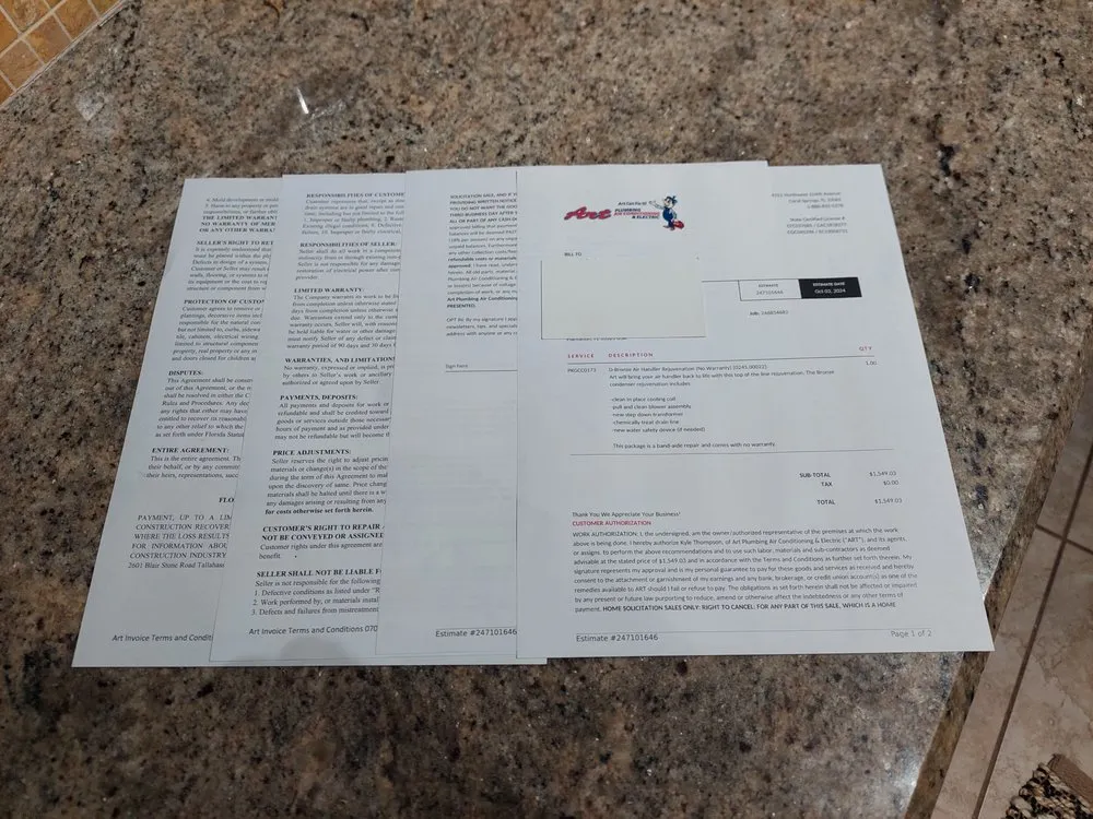 Slide of Art Plumbing, AC & Electric