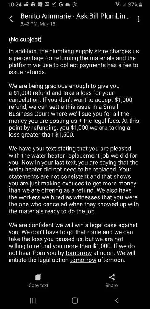 Slide of Ask Bill's Plumbing