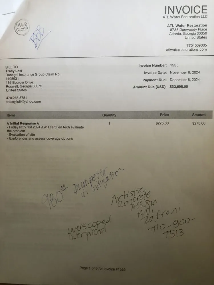 Slide of ATL Water Restoration