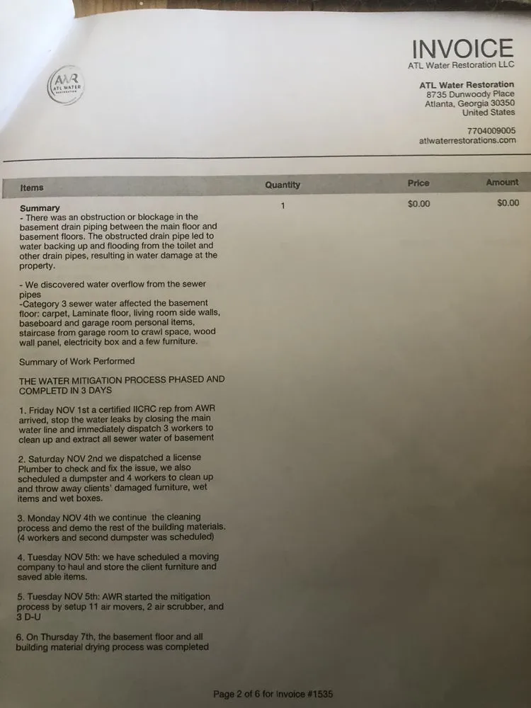 Slide of ATL Water Restoration