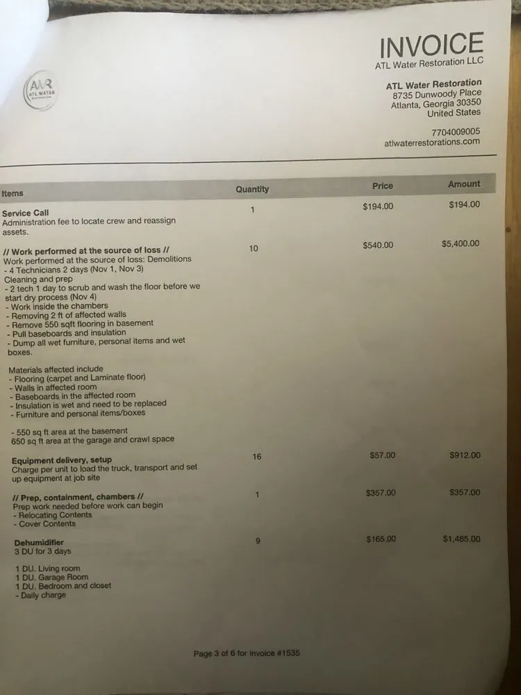 Slide of ATL Water Restoration
