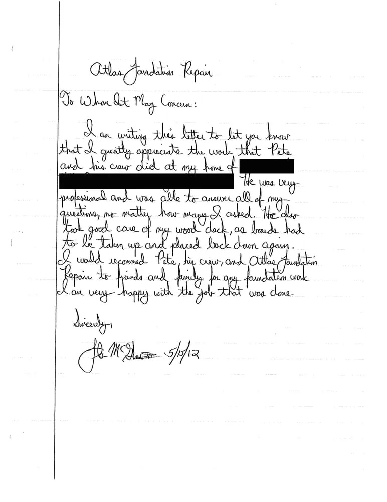 Slide of Atlas Foundation Repair