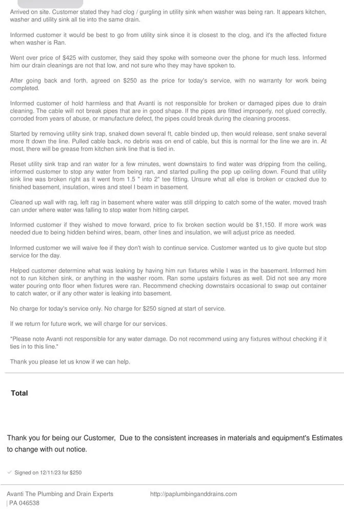 Slide of Avanti Plumbing and Drain Experts