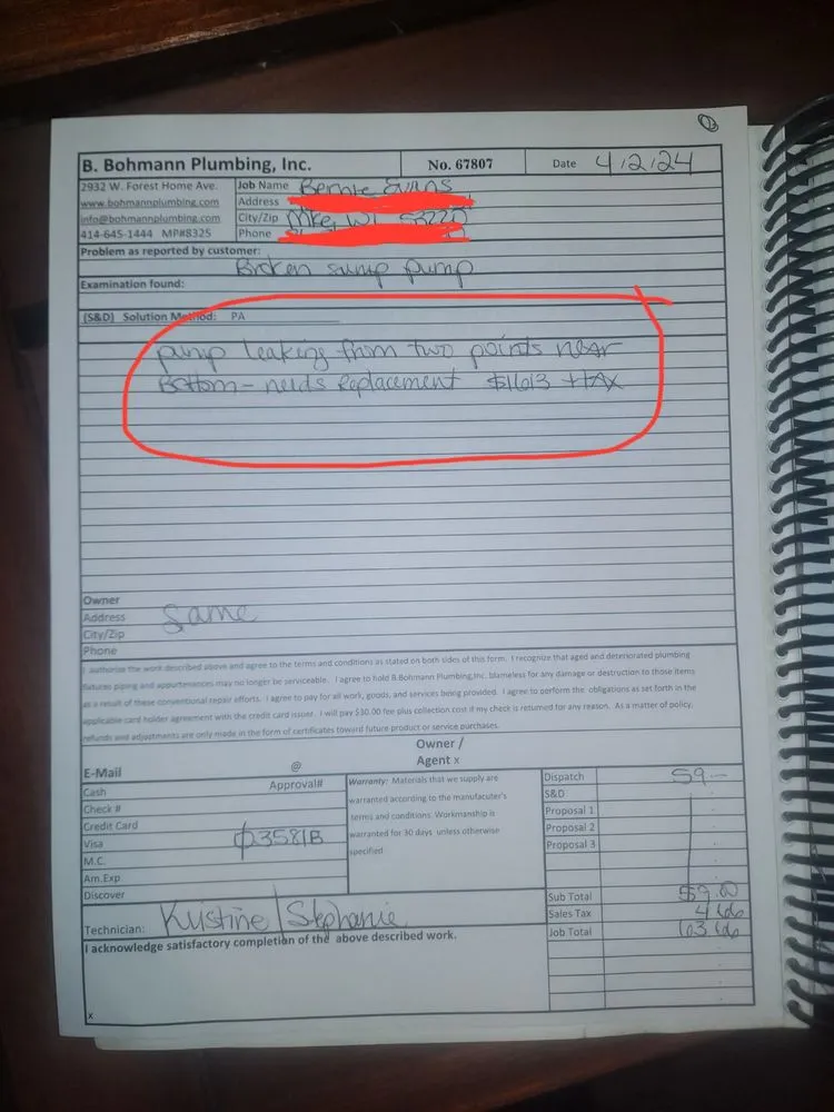 Slide of B Bohmann Plumbing