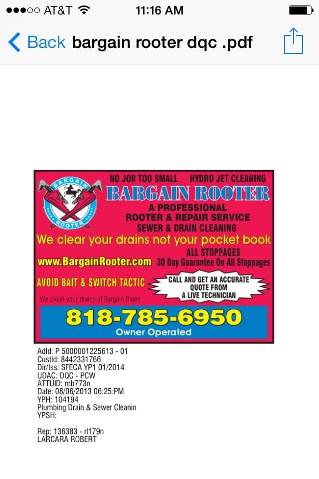 Slide of Bargain Rooter