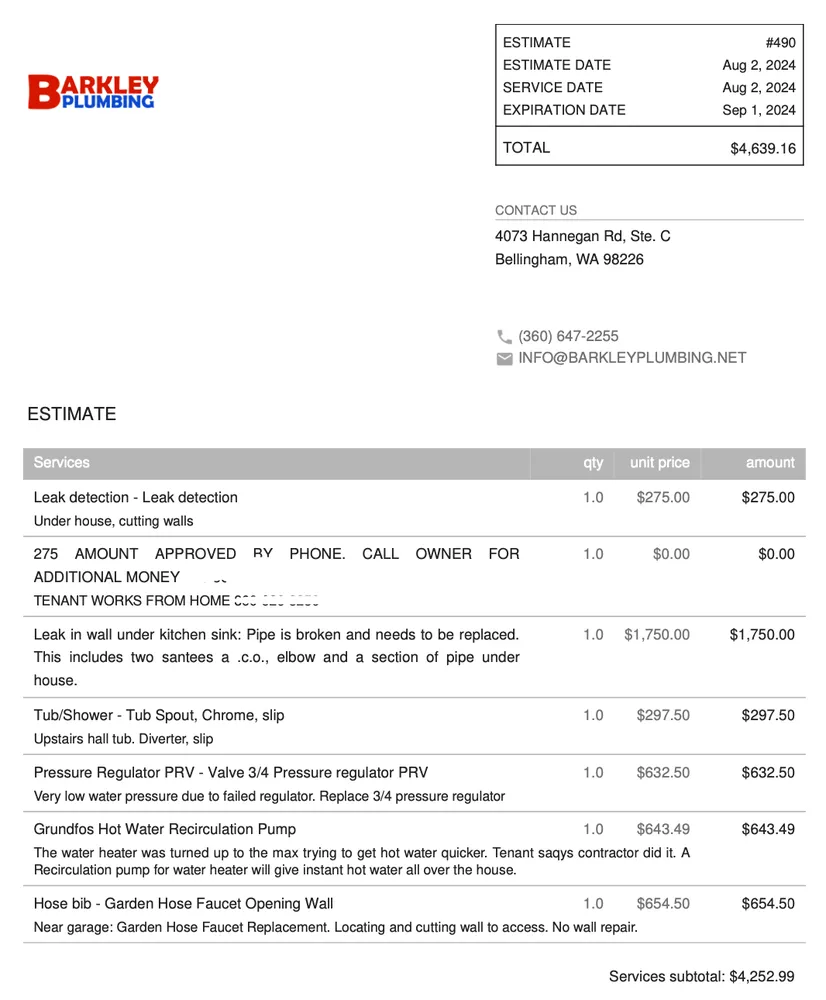 Slide of Barkley Plumbing