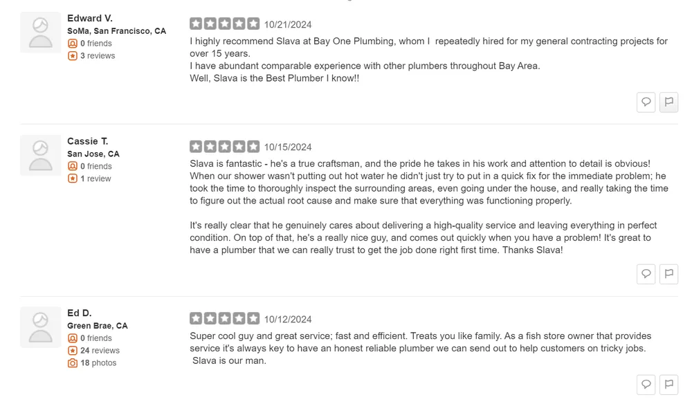 Slide of Bay One Plumbing