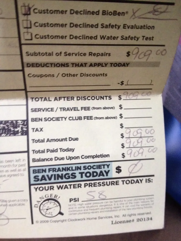 Slide of Ben Franklin Plumbing