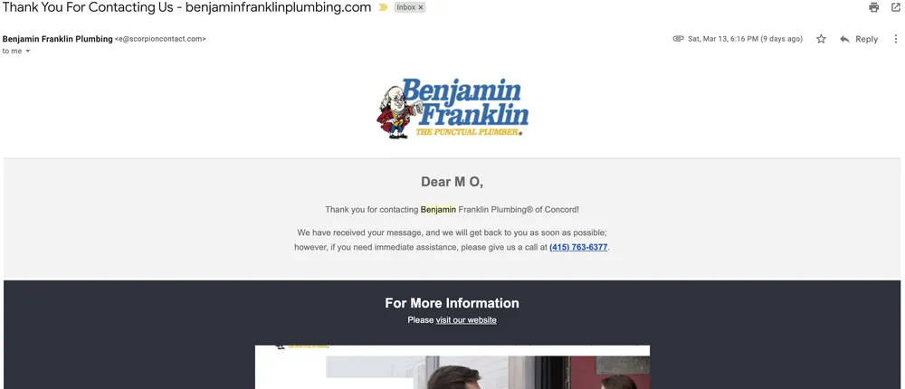 Slide of Benjamin Franklin Plumbing