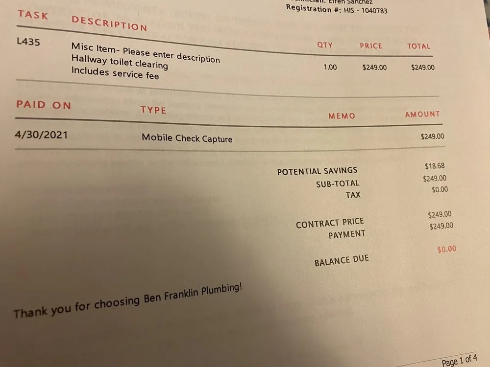 Slide of Benjamin Franklin Plumbing