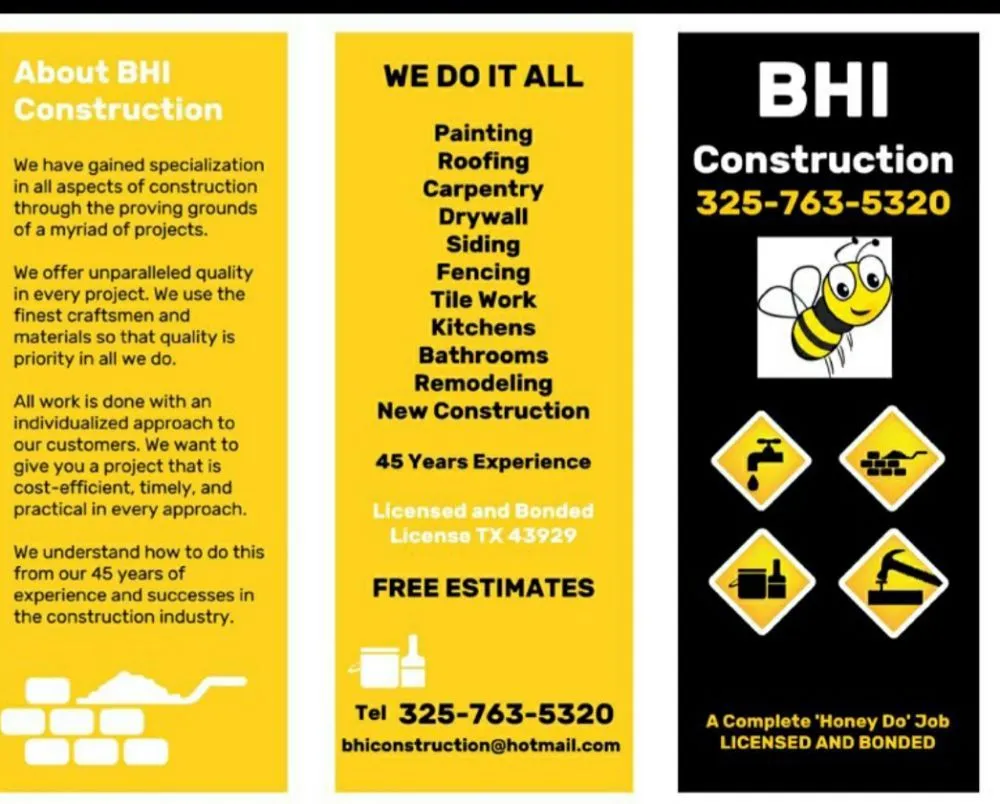 Slide of BHI Construction