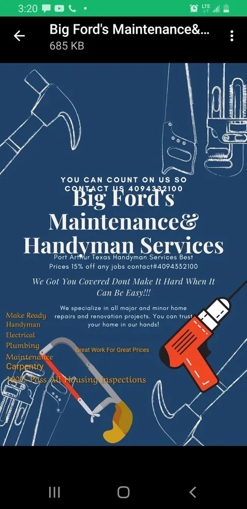 Slide of Big Ford's Maintenance & Handyman Services