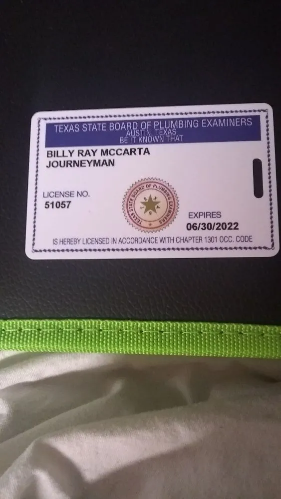 Slide of Billy Ray Mccarta's Plumbing