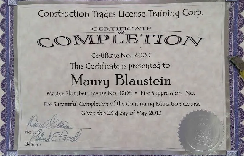 Slide of Blaustein Plumbing