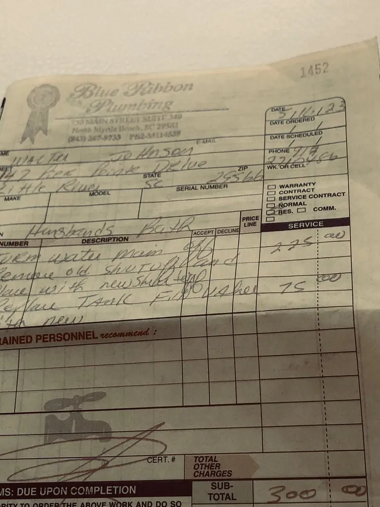 Slide of Blue Ribbon Plumbing