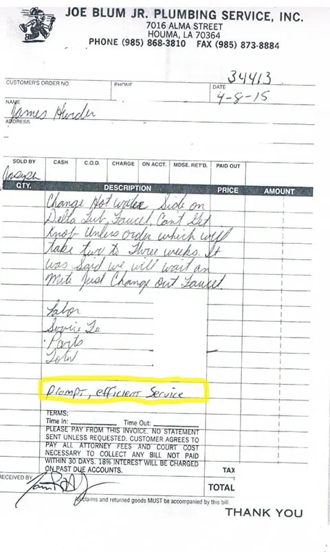 Slide of Blum Joe Jr Plumbing Service