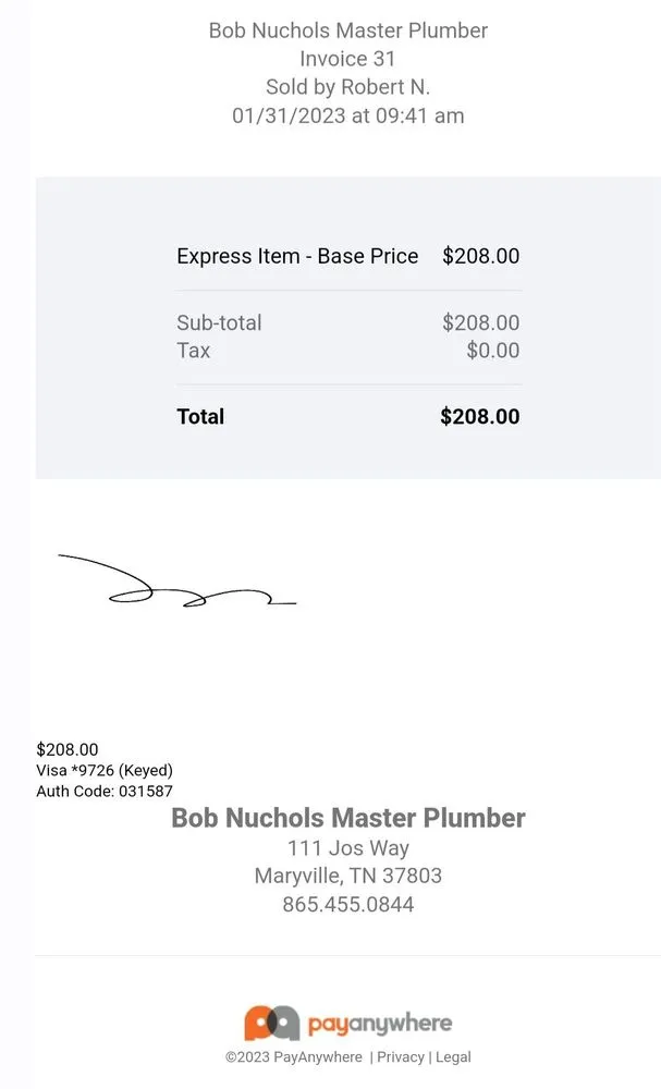 Slide of Bob Nuchols Master Plumber